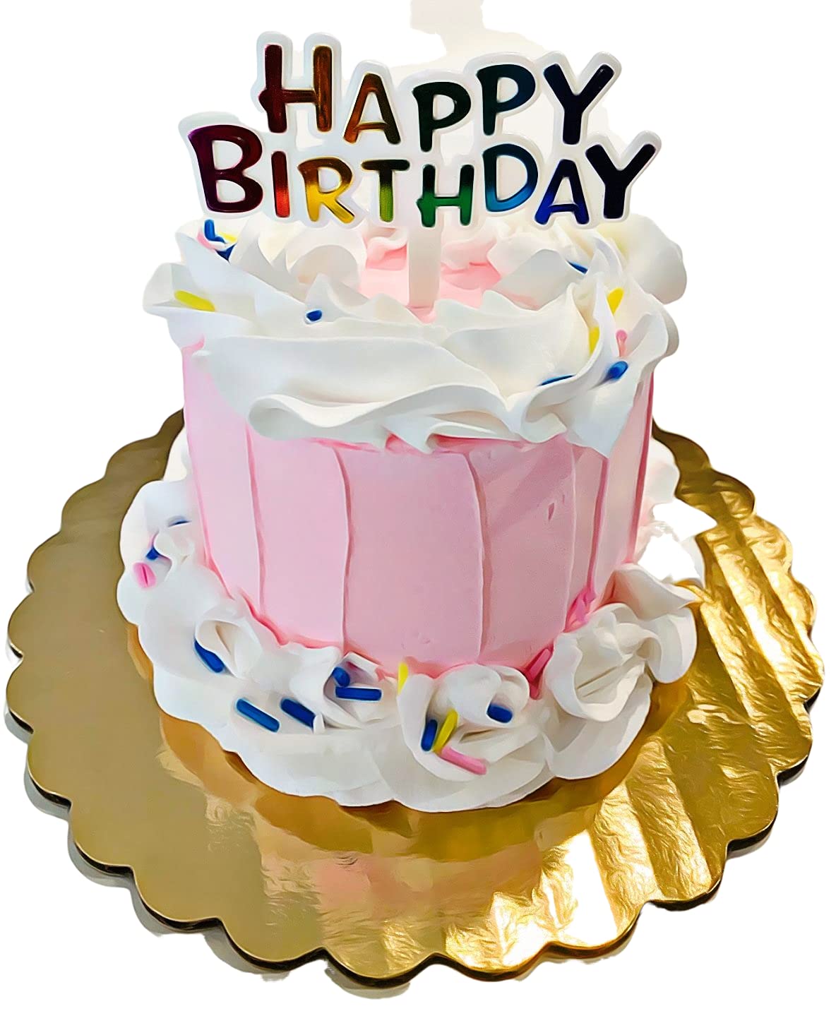 Realistic Mini Fake Cake Decor - Artificial Cake Display for Cupcakes & Birthday Party Decorations - Pink Fake Food for Dessert Table & Wedding Centerpieces