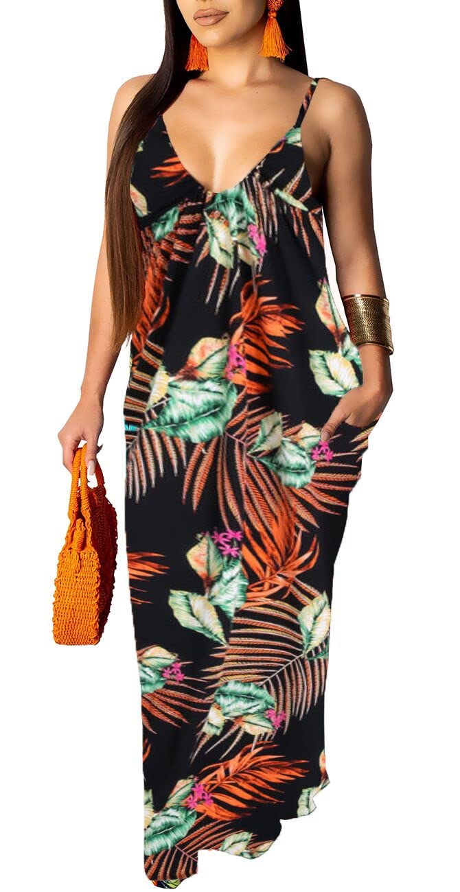 2023 Women's Sexy Summer Maxi Dresses - Casual Bohemian Floral Beach Sundress, Sleeveless Plus Size Long Dress with Pockets | Perfect for Vacations, Weddings & Outdoor Parties