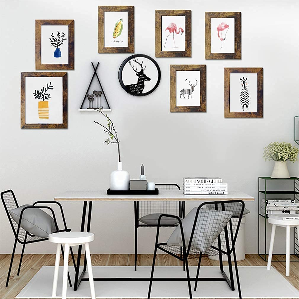 PETAFLOP Multi-Size Picture Frame Set with Mirror - Wall Mount Photo Display for Living Room, Bedroom & Office Decor