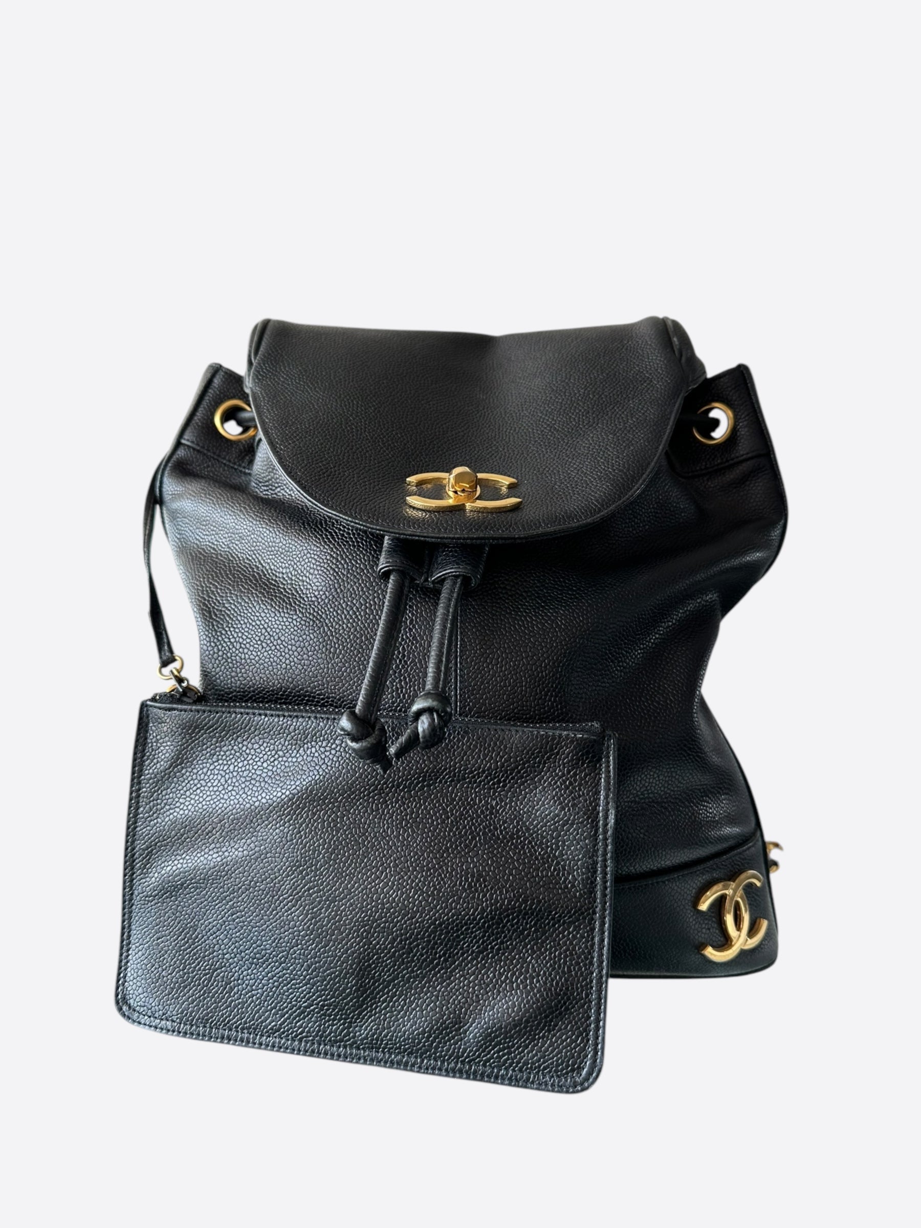 Chanel Black & Gold CC Logo Mini Backpack - Luxury Designer Crossbody Bag for Women | Perfect for Evening Parties, Travel & Fashion Accessories