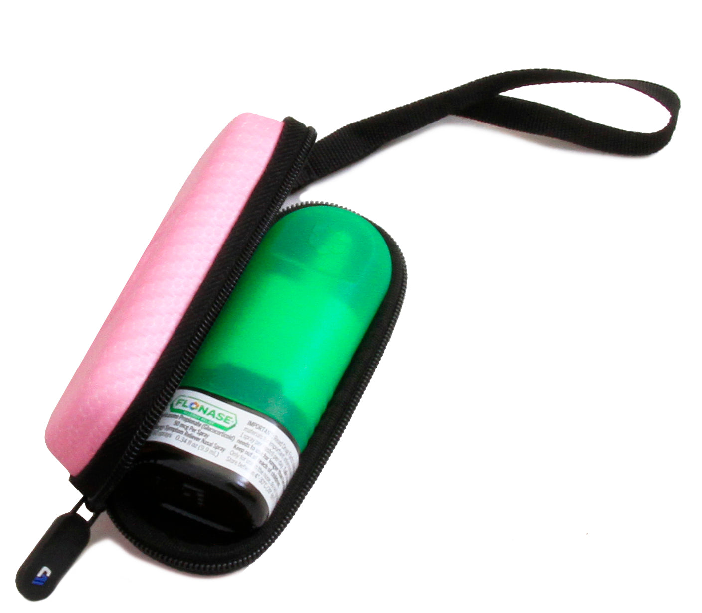 Flonase Nasal Spray Travel Case - Protective Holder with Wrist Strap & Carabiner Clip for Allergy Relief On-The-Go | Perfect for Hiking, Gym & Airplane Travel