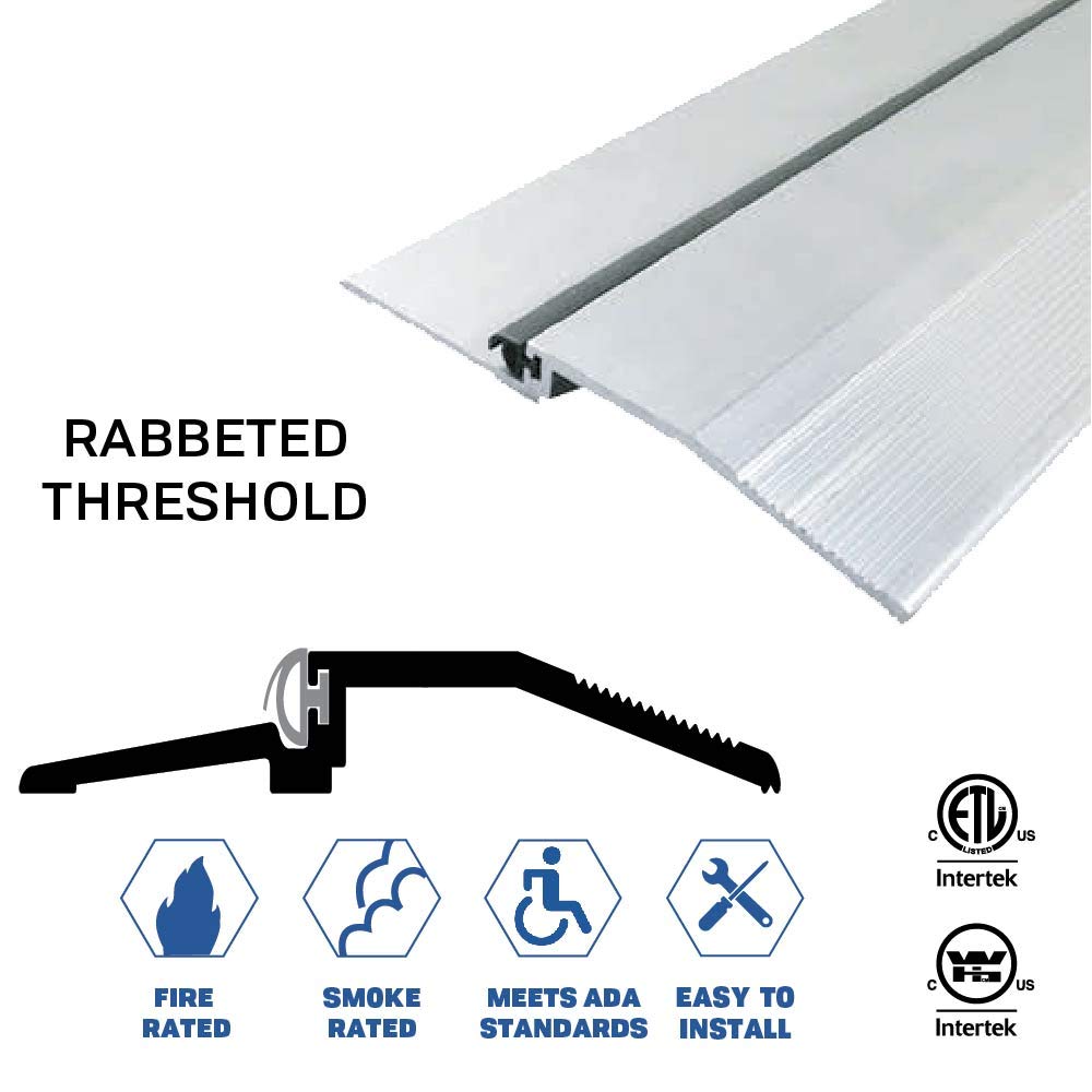 Fire Rated & ADA Compliant Mill Aluminum High Rabbeted Saddle with Solid Rubber Extrusion (3665MA) - FH #10 x 1-1/2