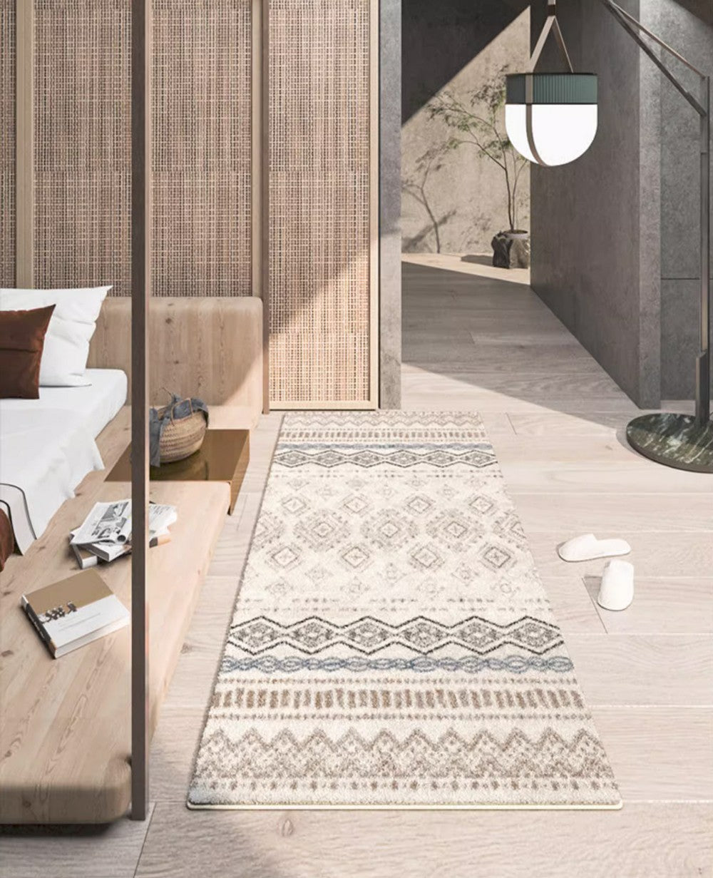 Modern Geometric Runner Rugs for Bedside, Hallway & Entryway - Non-Slip Contemporary Floor Mat for Dining Room, Living Room & Home Decor