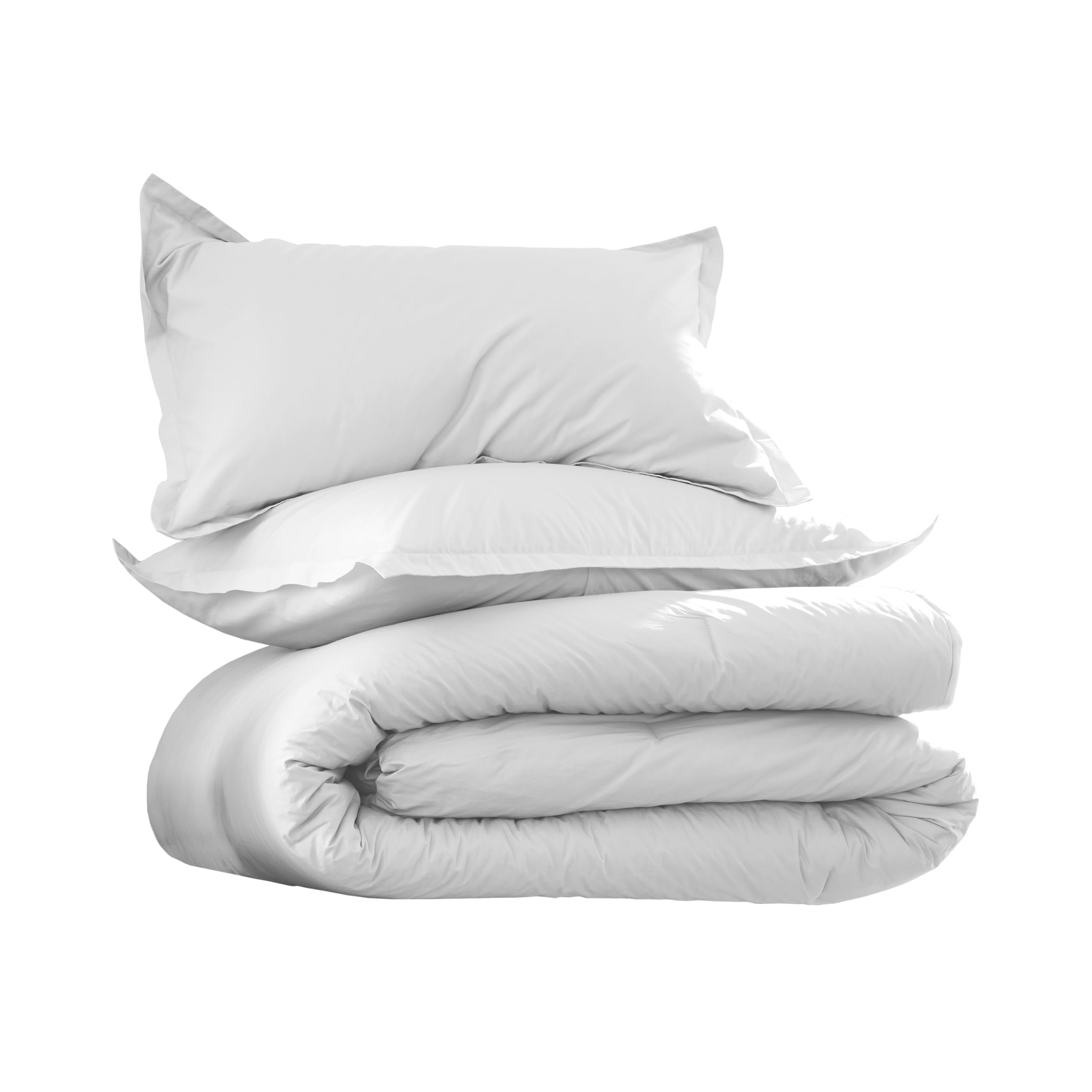 EcoPure Martex Comfort Wash 3-Piece Full/Queen Comforter Set - 100% Organic Cotton All-Season Bedding - Breathable Lightweight Duvet Cover - Easy Care White Comforter for Bedroom, Guest Room & Dorm