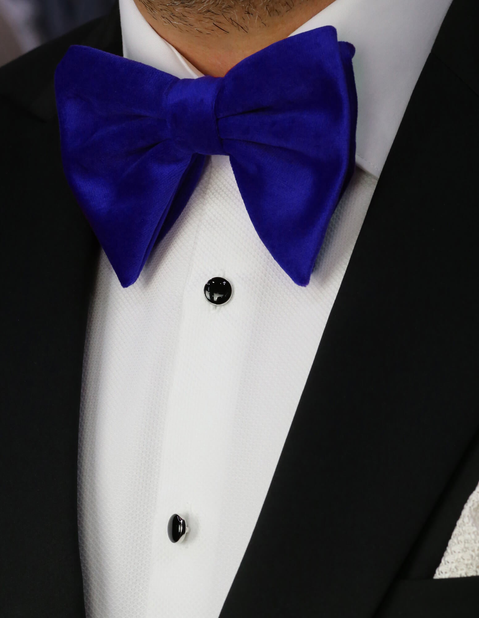 DÉCLIC Floppy Velvet Bow Tie for Men - Royal Blue Satin Necktie for Weddings, Prom & Formal Events