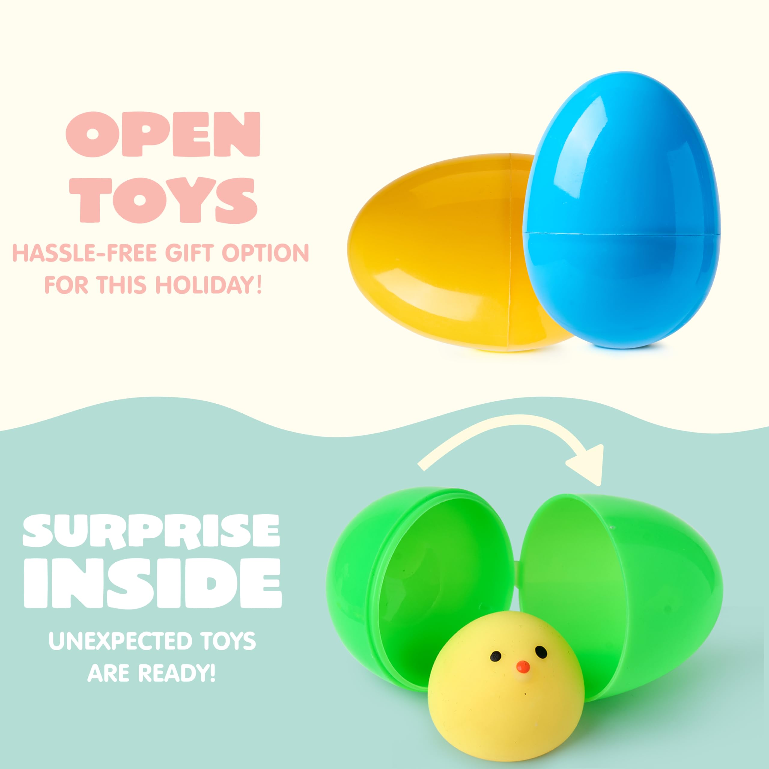 24 Pcs Easter Prefilled Eggs with Mochi Squishy Toys - Cute Stress Relief Toys for Kids, Party Favors, Easter Basket Stuffers & Classroom Prizes - Perfect for Easter Egg Hunts, Birthday Parties & School Rewards