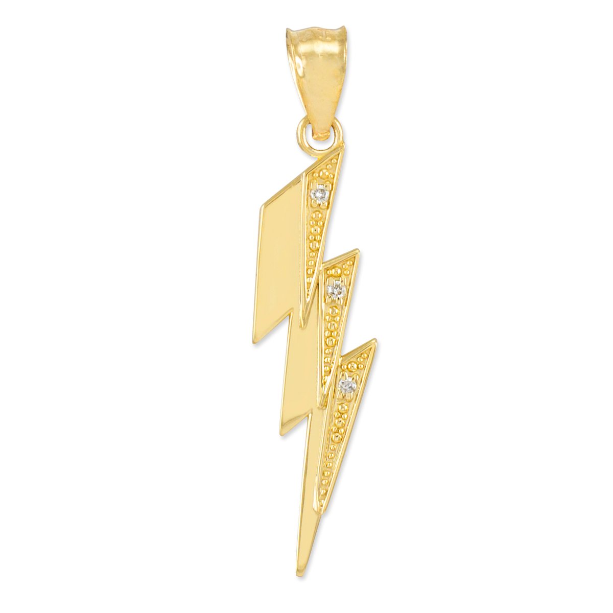 10K Yellow Gold Diamond Lightning Bolt Pendant Necklace for Women - Elegant Layering Jewelry Gift for Birthday, Anniversary & Everyday Wear