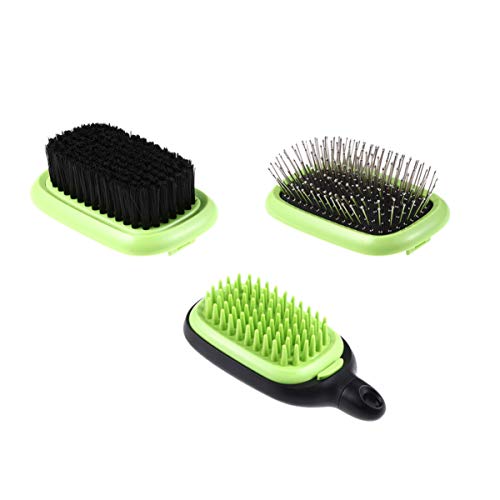 POPETPOP 3-in-1 Pet Grooming Comb - Dog & Cat Deshedding Brush for Matted Hair Removal, Undercoat Rake & Massage Tool - Improves Circulation & Reduces Dander (Perfect for Bathing, Brushing & Daily Grooming)