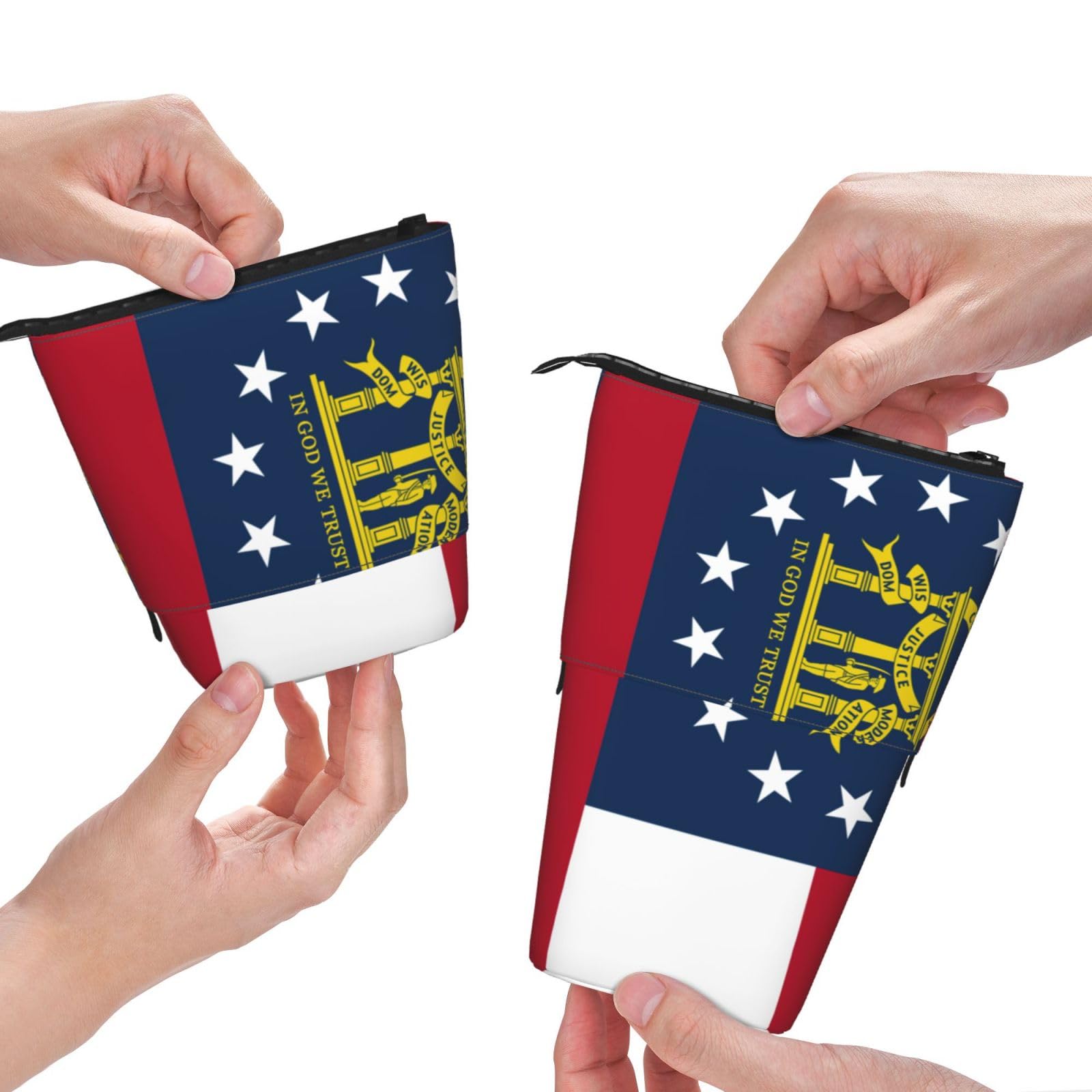 Bxzpzplj Malaysia Flag Print Expandable Pencil Case - School Supplies & Makeup Organizer, Georgia Flag Design, One Size - Perfect for Students, Office & Travel Accessories Storage