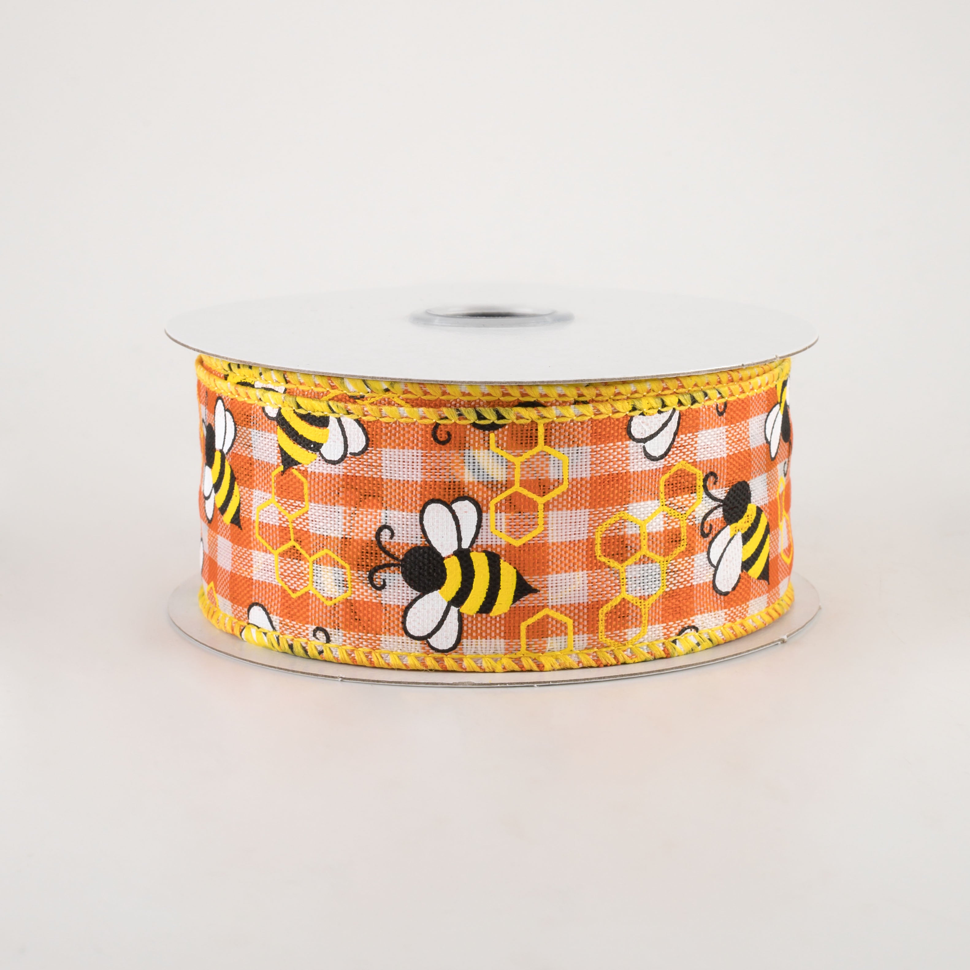 1.5 Inch Mini Bumblebee Gingham Check Ribbon - Orange Craft Ribbon (10 Yards) for Gift Wrapping, DIY Crafts, Scrapbooking & Party Decorations