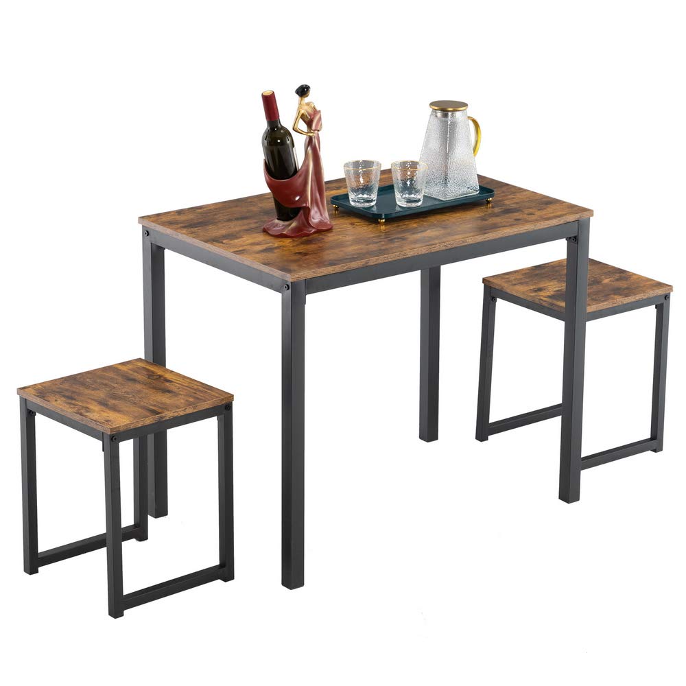 3-Piece Modern Wood Dining Table Set with 2 Chairs - Contemporary Kitchen & Breakfast Table for Small Spaces - Perfect for Apartments, Condos, and Cozy Homes
