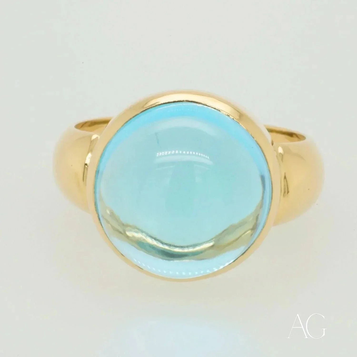 Stunning Cabochon Blue Topaz Ring for Women – Elegant & Serene Jewelry for Everyday Wear, Gifts & Special Occasions