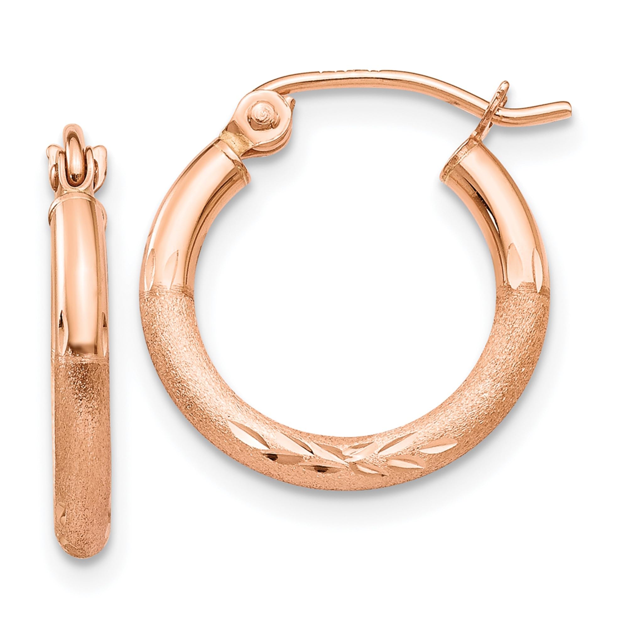 14K Solid Rose Gold Huggie Hoop Earrings for Women - Small Round Pink Gold Hoops for Everyday Wear, Gifts & Special Occasions