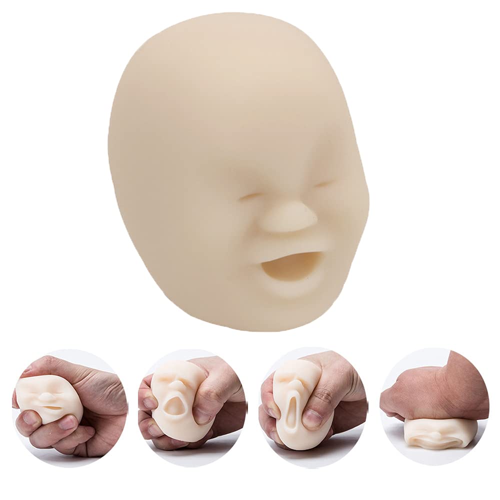 Stress Relief Anxiety Toys - Squeeze & Knead Fun Emotion Balls for Kids & Adults - Funny Face Fidget Toys for Office, School & Travel (White Provocation Style)
