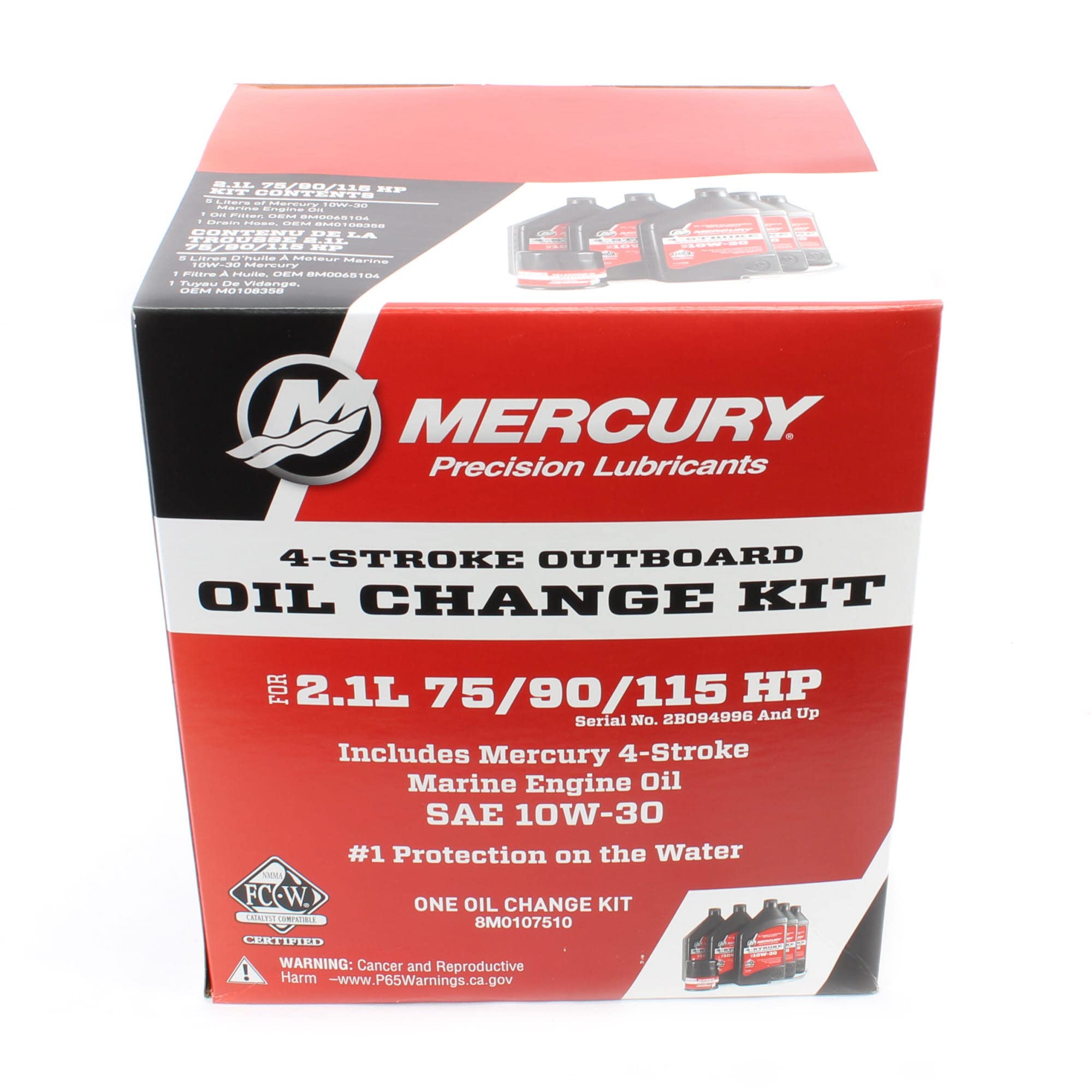 Mercury Marine 75hp-115hp 4-Stroke Outboard Motor Oil & Filter Change Kit - Complete Maintenance Kit for Boat Engine Care | Perfect for Marine, Fishing & Boating Enthusiasts