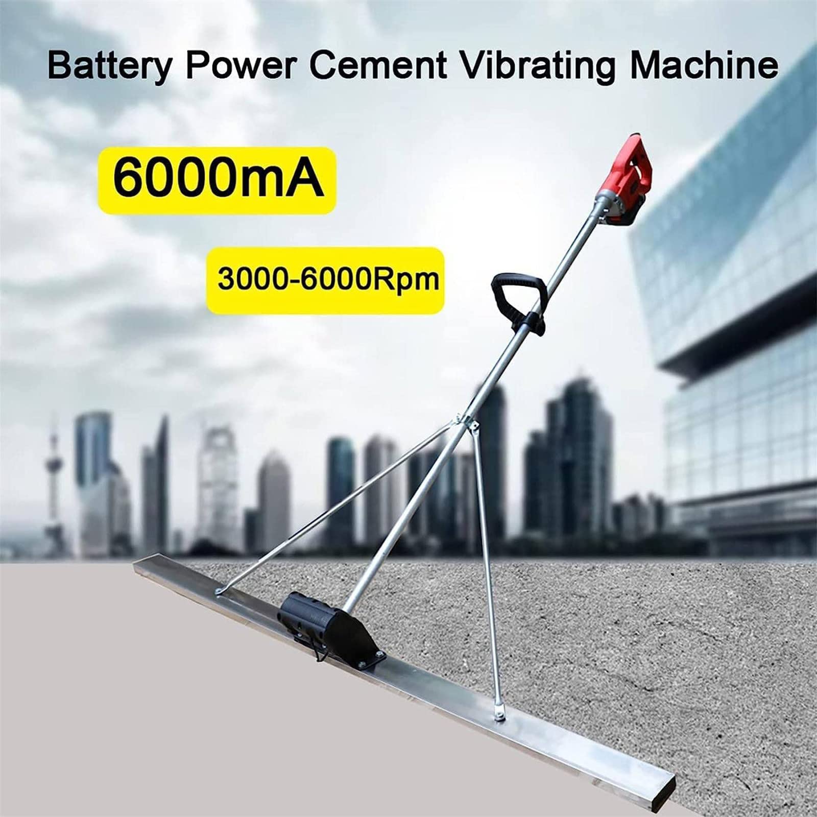 48V Battery Powered Concrete Vibratory Finishing Tool - 3000-6000 RPM Brushless Motor, 6000mAh for Smooth Leveling & Screeding | Perfect for Driveways, Floors & Patios