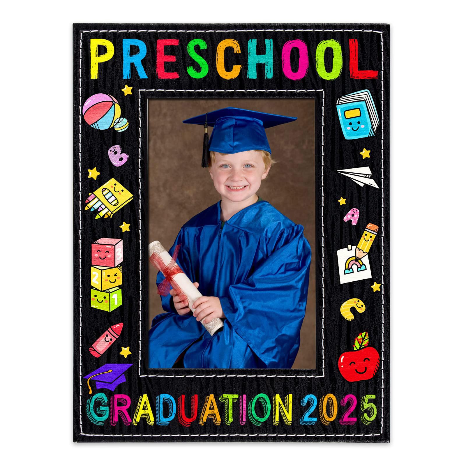 PETCEE 4x6 Preschool Graduation Picture Frame - 2025 Pre-K Graduation Gift for Kids, Boys & Girls | Perfect for Classroom Decor, Nursery Wall Art & Kindergarten Graduation Party Decorations