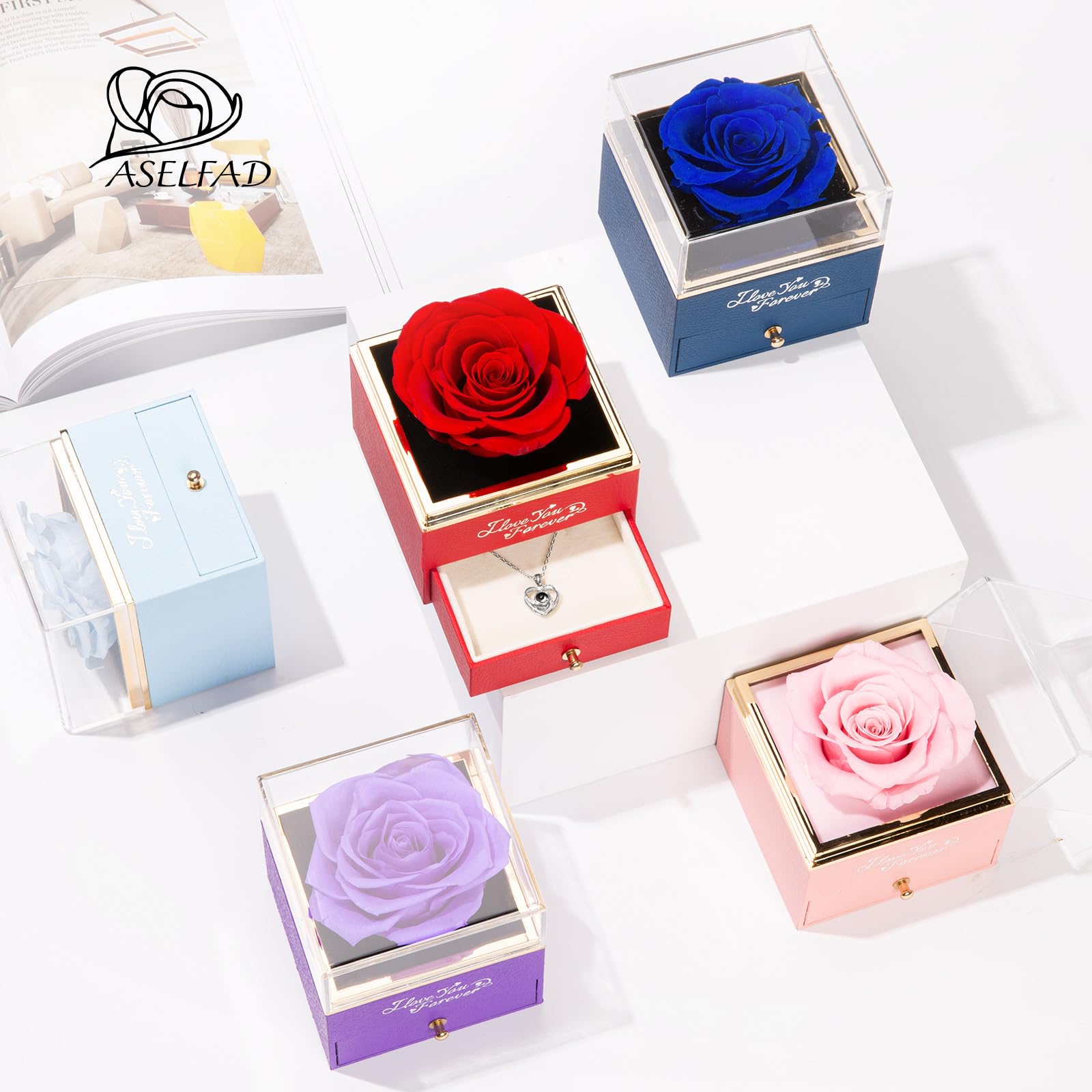 ASELFAD Preserved Real Blue Rose - Eternal Flower Gift for Women | Valentine's Day, Mother's Day, Christmas, Anniversary & Birthday Present for Wife, Girlfriend, Mom | Romantic Home Decor & Keepsake
