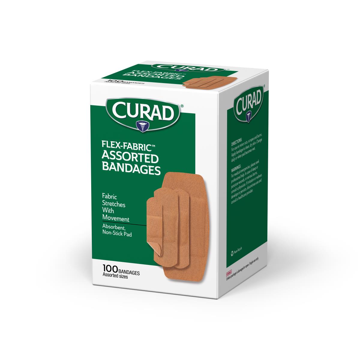 CURAD Flex Fabric Bandages - 24 Pack | Waterproof, Breathable, Flexible Adhesive Bandages for Cuts, Scrapes & Wounds | First Aid Essential for Home, Office & Travel