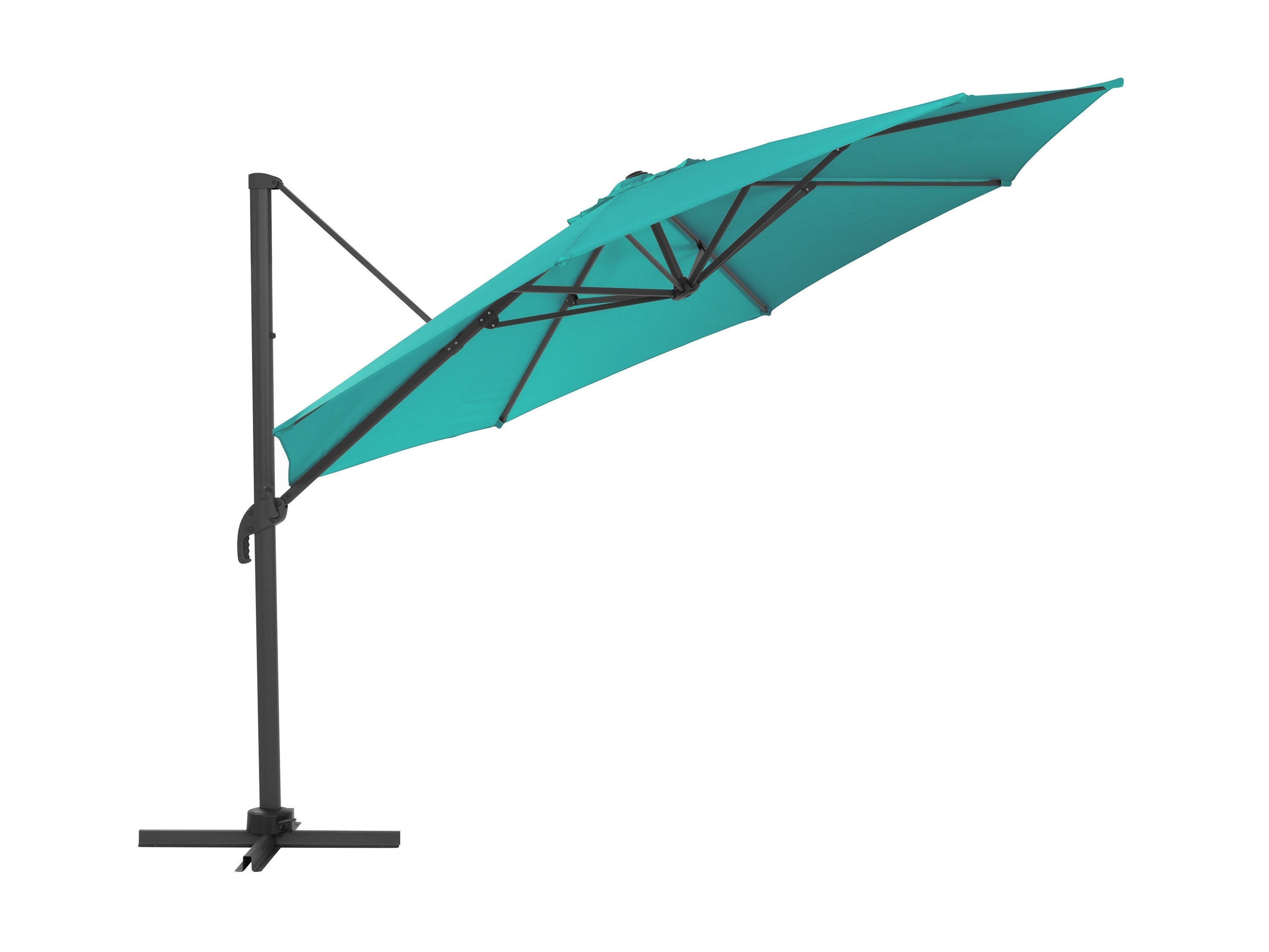 11.5ft Deluxe Offset Patio Umbrella in Turquoise - Outdoor Cantilever Sun Shade for Poolside, Garden, and Backyard Relaxation