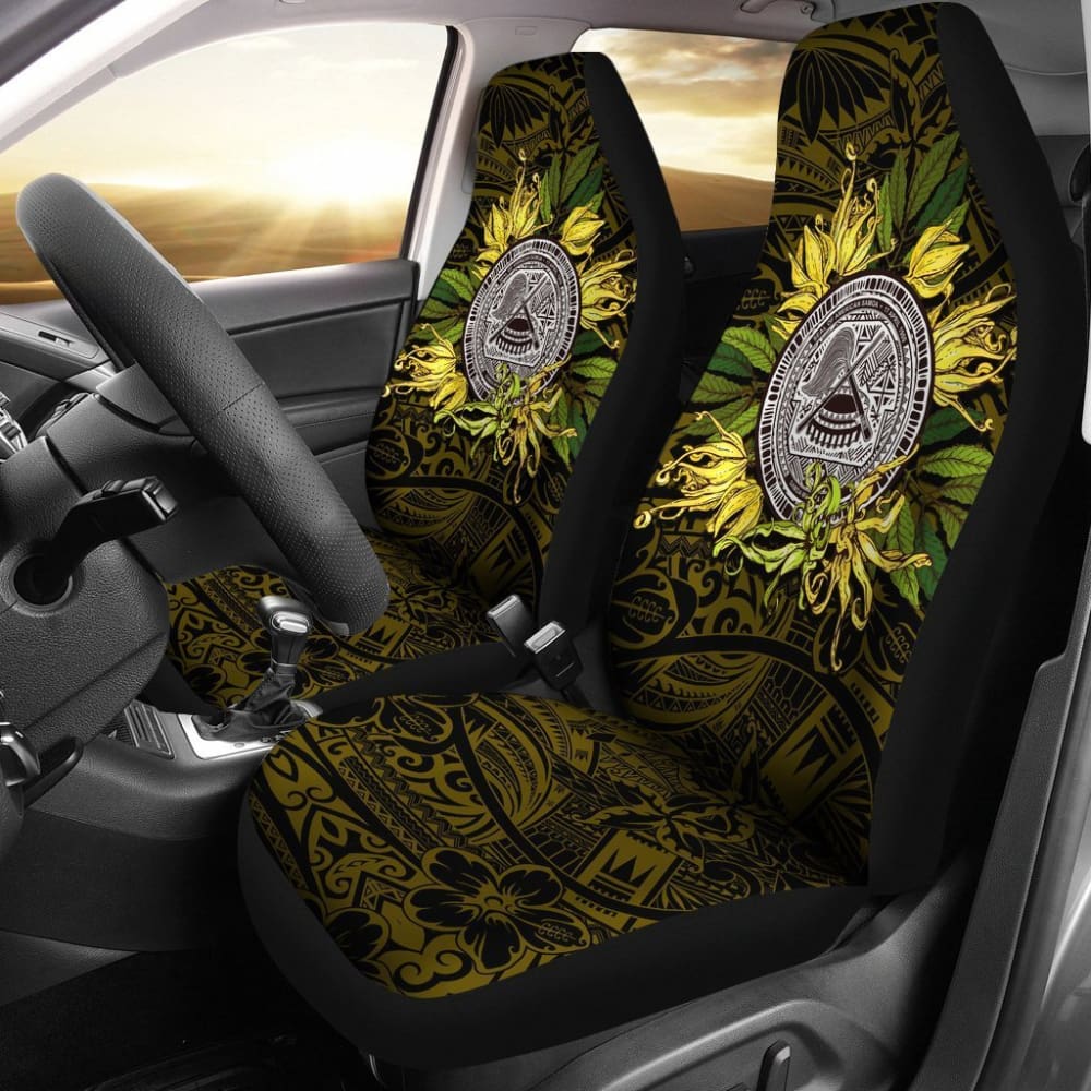 Premium American Samoa Car Seat Covers with Ylang Ylang Flower Design - Waterproof & Universal Fit for Cars, Trucks & SUVs - Enhance Comfort & Protect Seats from Wear & Spills