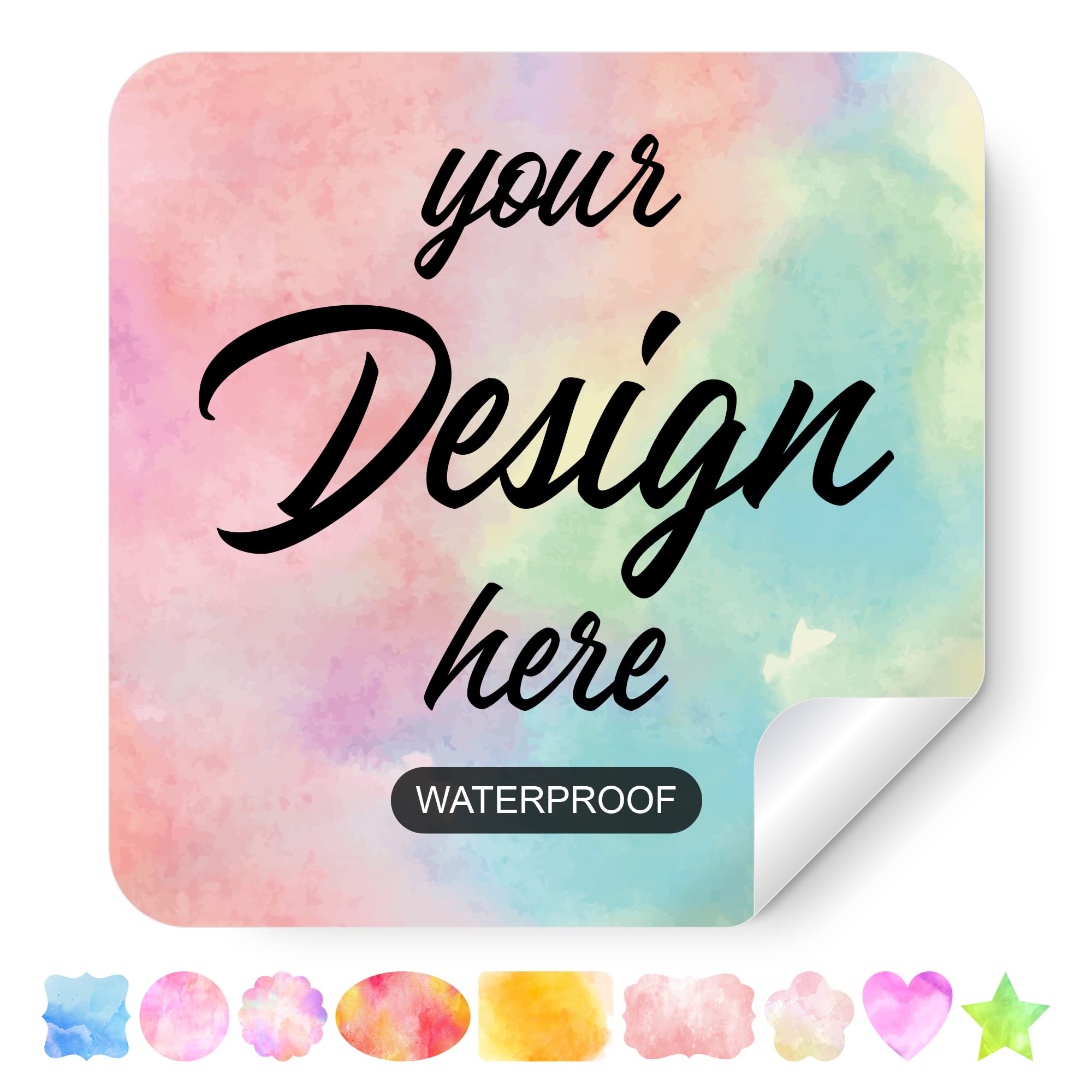 Custom Stickers Personalized - Waterproof Vinyl Stickers for Outdoor Use, DIY Labels with Any Design, Image, Logo or Text - 100 Pack Floral Watercolor Decals for Laptops, Water Bottles & Gift Wrapping