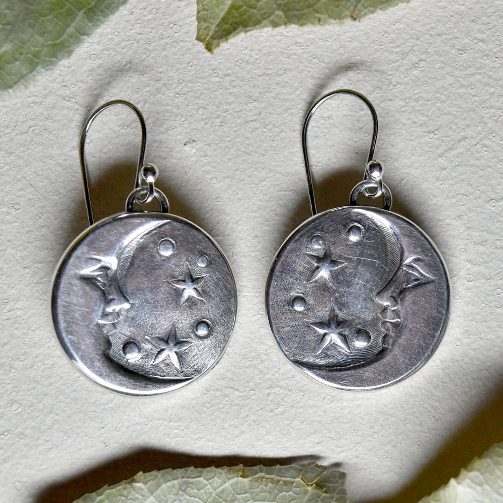 Luna Sterling Silver Earrings - Handcrafted Die Struck Jewelry for Women | Perfect for Weddings, Parties & Everyday Elegance