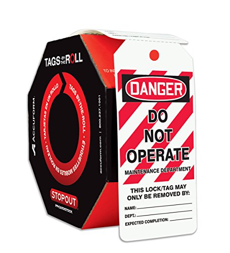 Accuform 100 Lockout Tags by-The-Roll - Danger Do Not Operate OSHA Compliant Safety Tags | 6.25