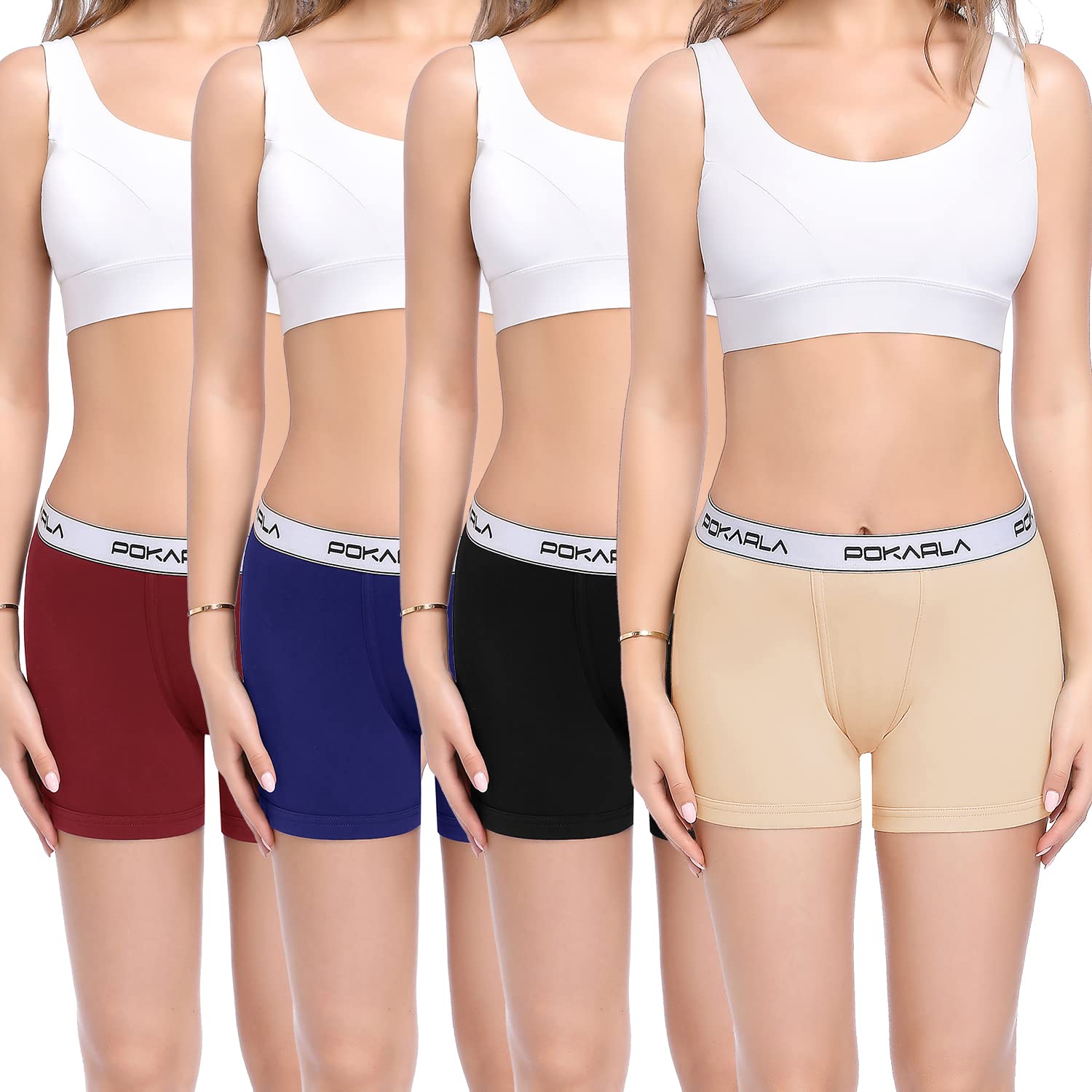 POKARLA Women's Cotton Boxer Briefs 4.5