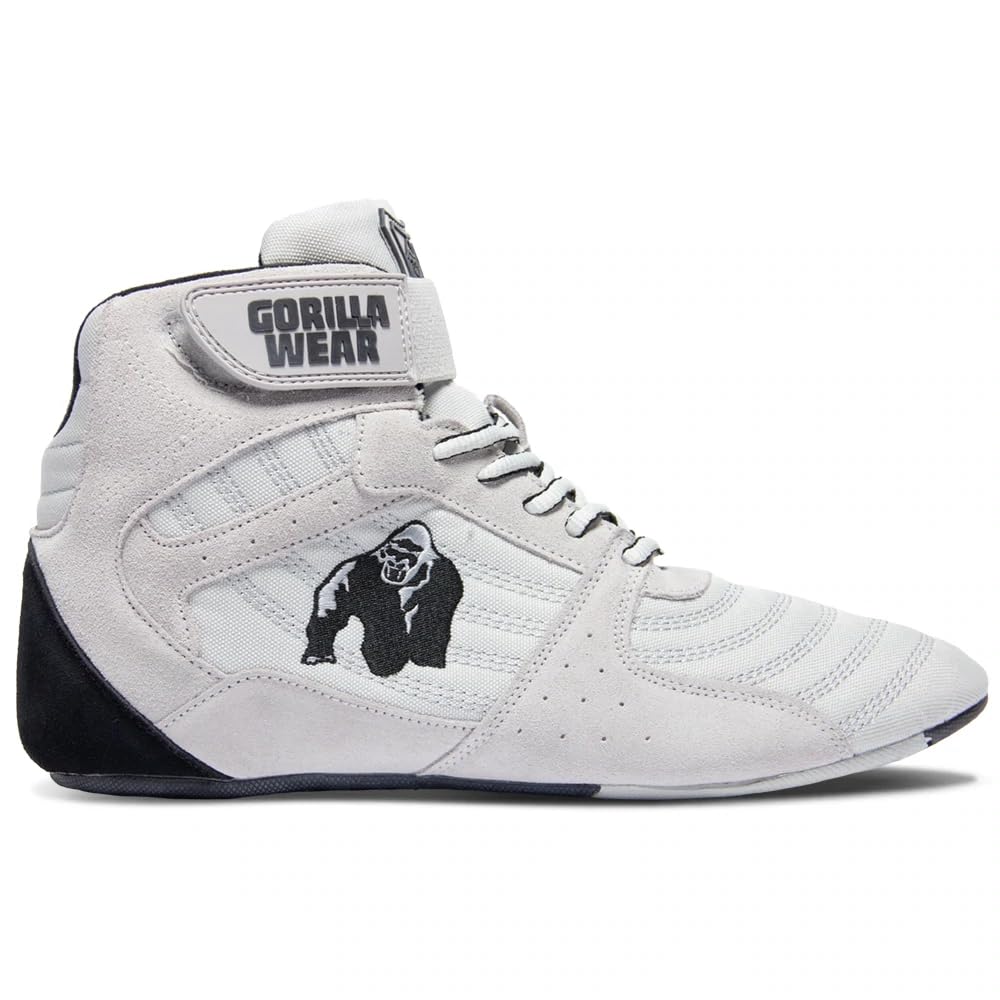 GORILLA WEAR Perry High Tops Pro Weightlifting Shoes for Squats, Deadlifts & Powerlifting - Cross Training Gym Shoes for Men & Women in White - Perfect for Weight Training, Olympic Lifting & Strength Workouts
