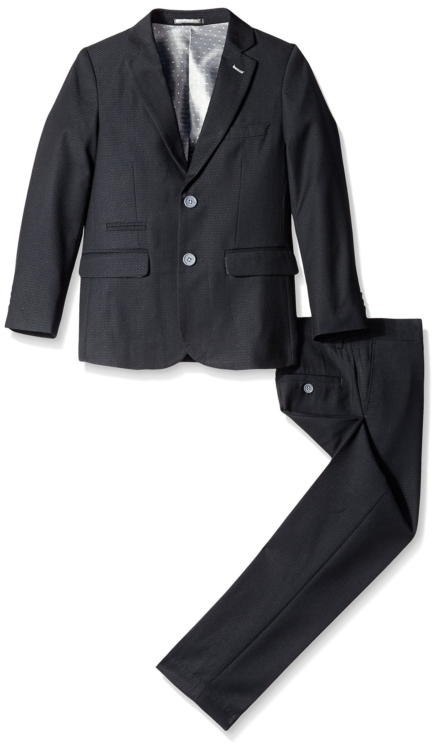 Isaac Mizrahi Boys' Big & Tall Textured 2-Piece Suit Set | Formal Blazer & Pants Outfit for Weddings, Parties & Special Occasions