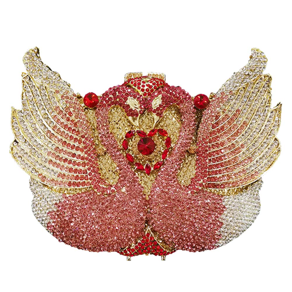Luxury Rhinestone Swan Evening Clutch Purse for Women - Elegant Wedding Handbag with Chain Strap, Perfect for Parties, Prom, and Special Occasions