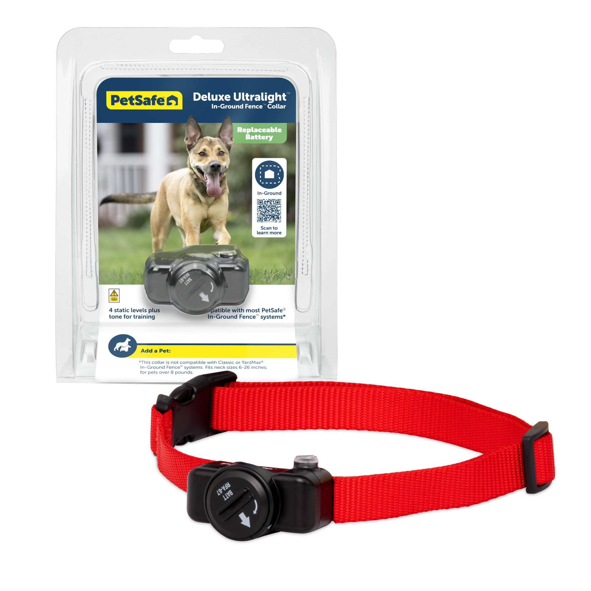 PetSafe Deluxe Ultralight In-Ground Dog Fence Receiver Collar - Waterproof Electric Dog Containment System with Low Battery Indicator - Perfect for Backyard, Farm & Outdoor Pet Safety