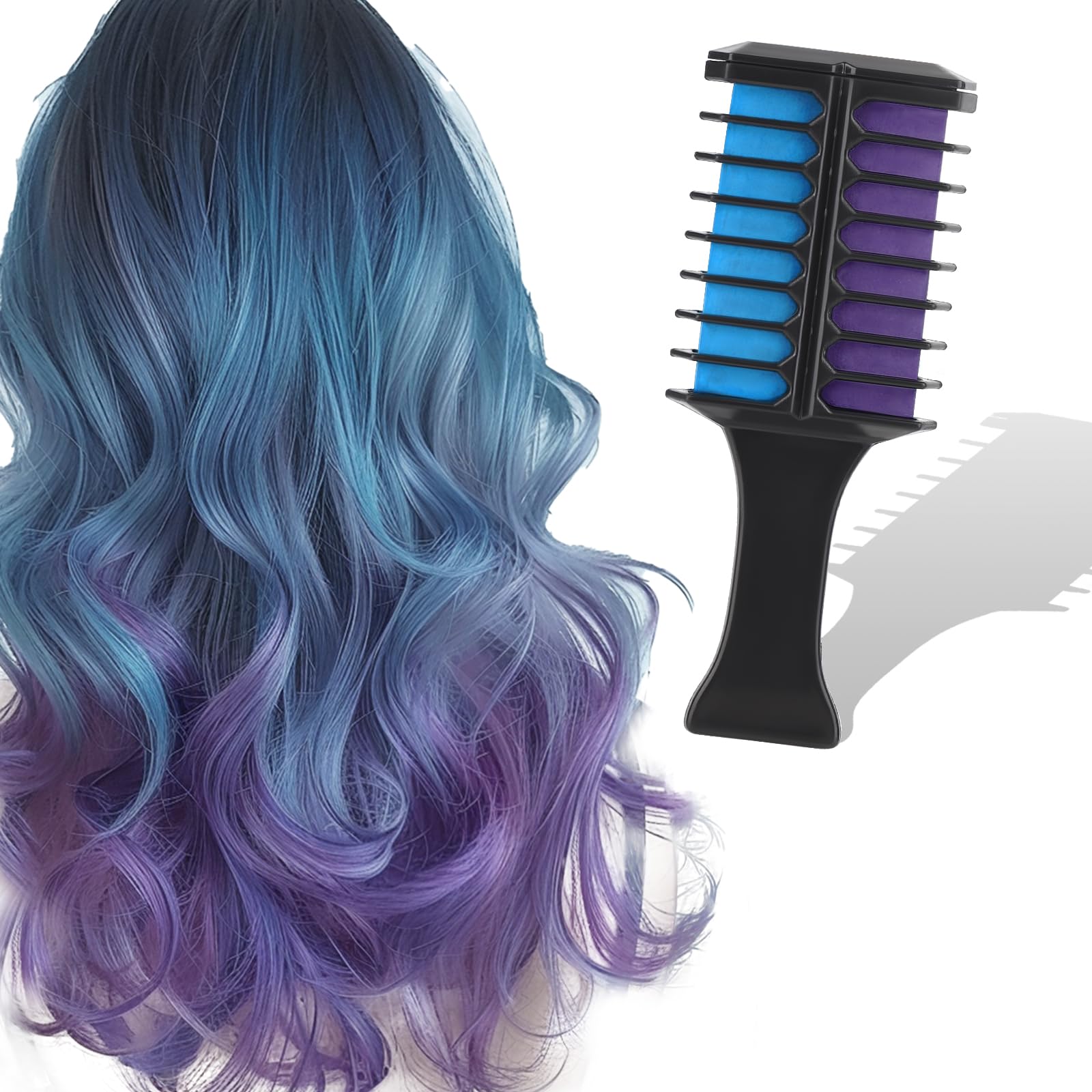 Washable Temporary Hair Chalk for Kids - Blue & Purple Hair Color Dye with Comb | Safe Non-Toxic Hair Makeup for Halloween, Christmas, Birthday Parties & Cosplay | Perfect for Festivals, School Events & Costume Play