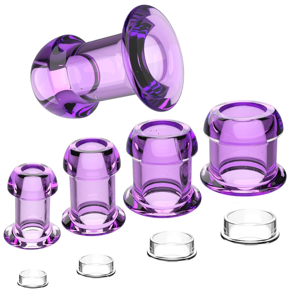 Premium Hollow Tunnel Butt Plug Set with Stopper - 4PCS Anal Training Kit for Beginners & Advanced Users - Adult Sex Toys for Couples Play & Solo Pleasure