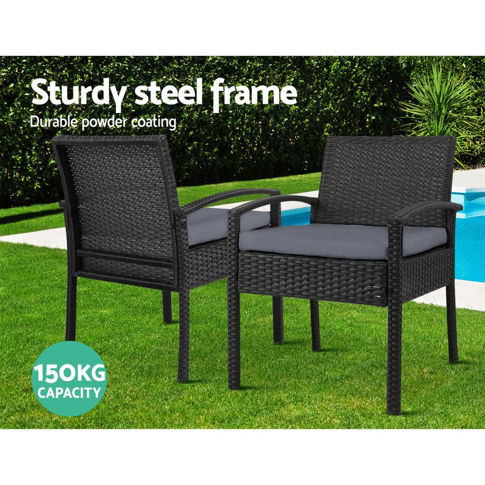 2-Piece Outdoor Dining Chairs Set - Weather-Resistant Rattan Patio Furniture with Cushions - Perfect for Backyard, Garden, Poolside & Balcony Relaxation
