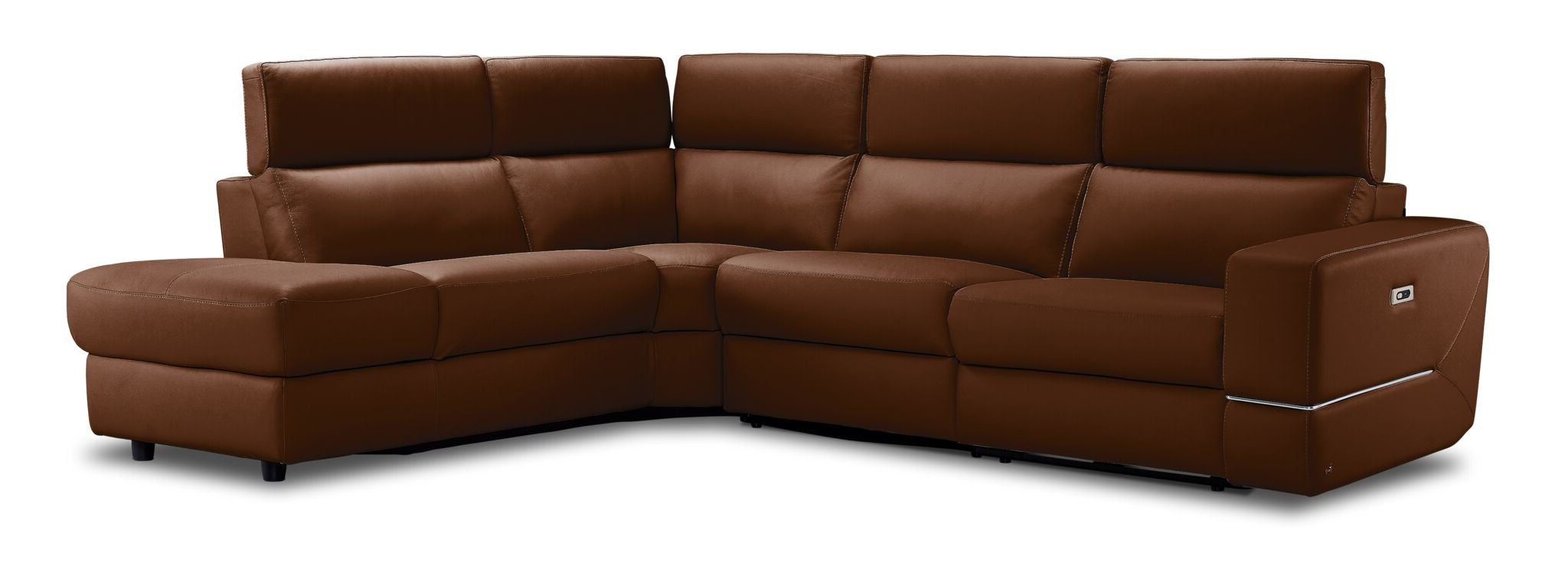 Bianca 3-Piece Power Reclining Sectional Sofa with Left-Facing Chaise in Cognac Leather - Perfect for Living Room, Home Theater & Family Gatherings