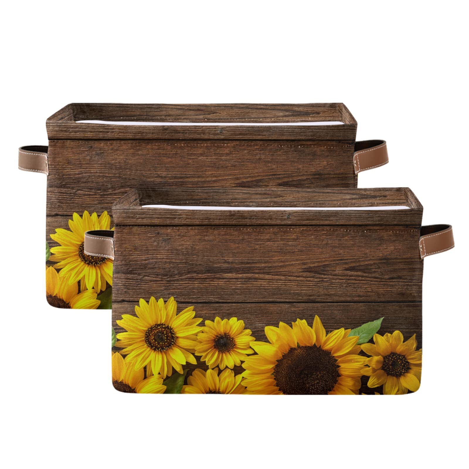 Collapsible Sunflower Wooden Board Storage Bin with Handle - Laundry Basket, Toy Organizer for Home, Office, Closet & Nursery (1 Pack) - Perfect for Kids' Room Organization & Space Saving Storage