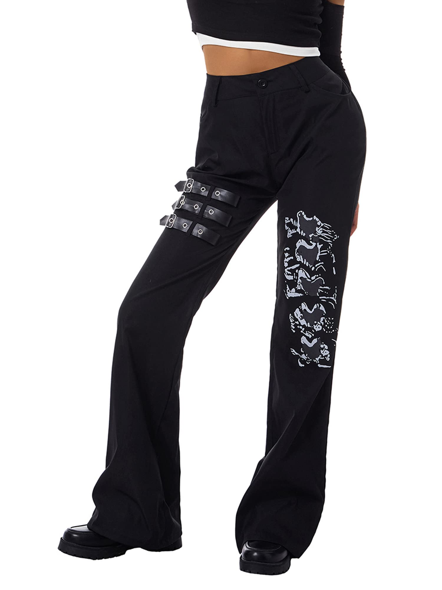 Women's High Waisted Black Cargo Pants with Pockets - Baggy Streetwear Solid Casual Pants for Women | Perfect for Urban Fashion, Outdoor Adventures & Everyday Wear