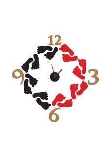 Mintra Home Wall Clocks with Footprints Design - Silent Non-Ticking Modern Decorative Clock for Living Room, Bedroom, Office (12 Inch Round) | Perfect for Home Decor, Gifts & Interior Design
