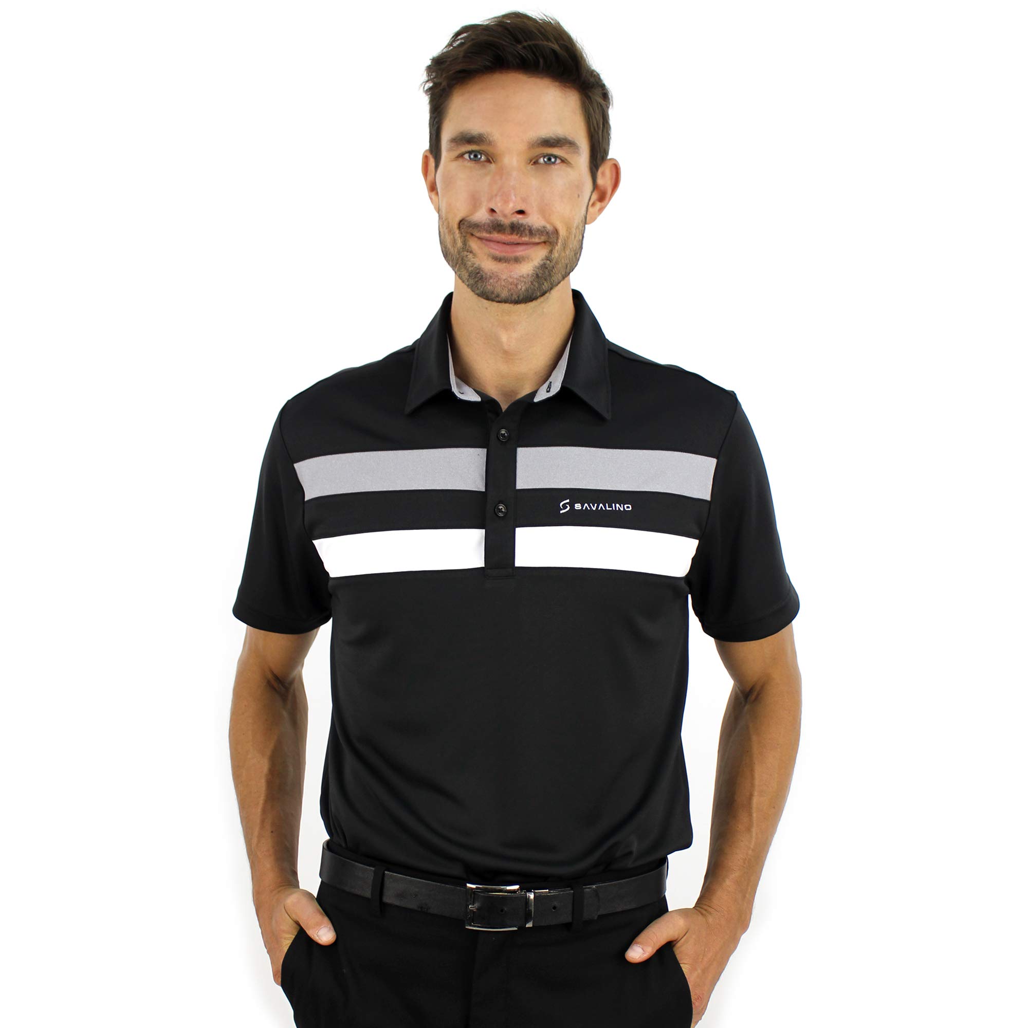 Men's Classic Button-Up Polo Shirts - Breathable & Sweat-Wicking Performance Shirts for Golf, Work & Casual Wear (S-5XL, Black)