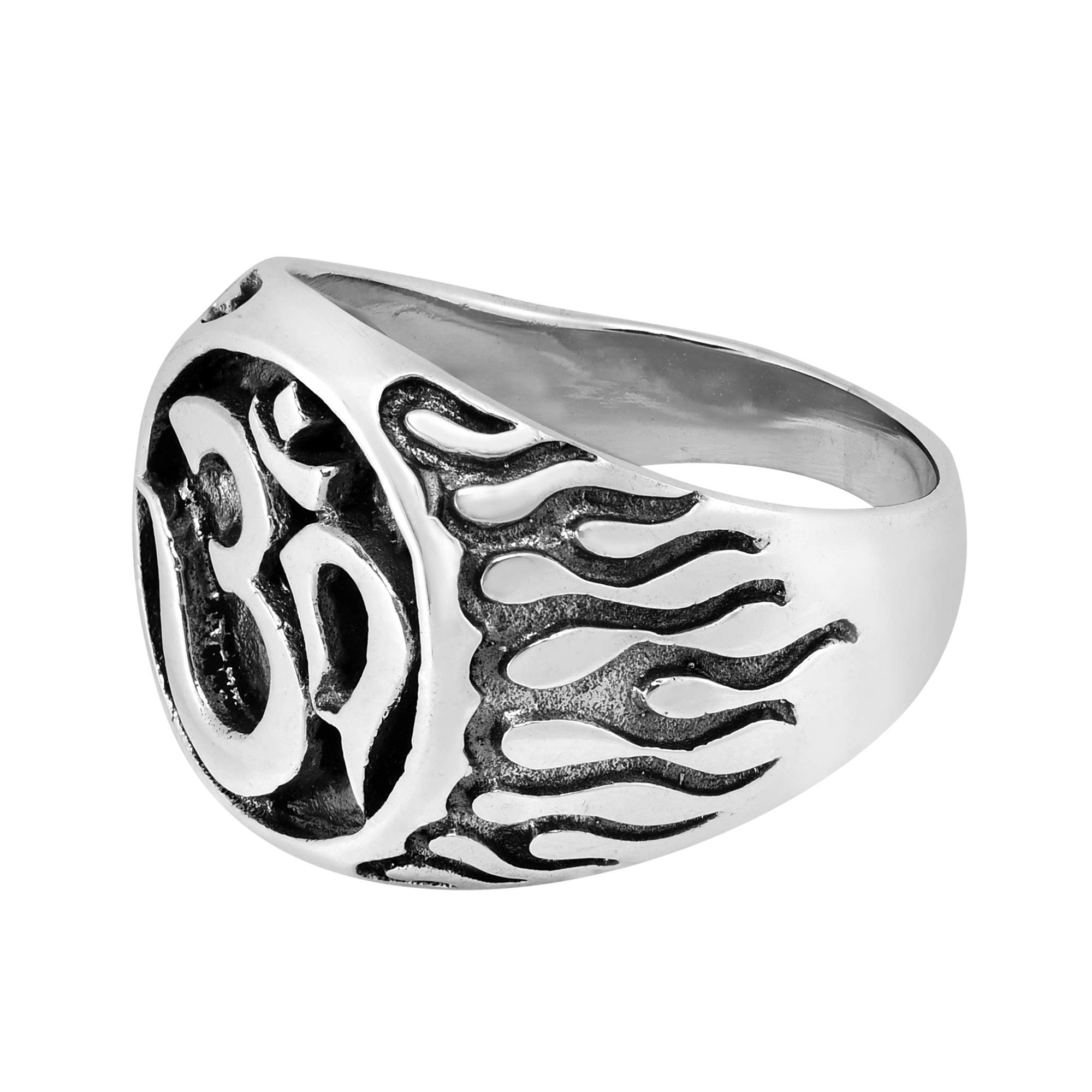 AeraVida Flaming Om Symbol .925 Sterling Silver Ring for Women | Boho Wedding Band, Religious Jewelry | Comfort Fit Sizes 7-10 | Perfect for Meditation, Yoga & Spiritual Gifts