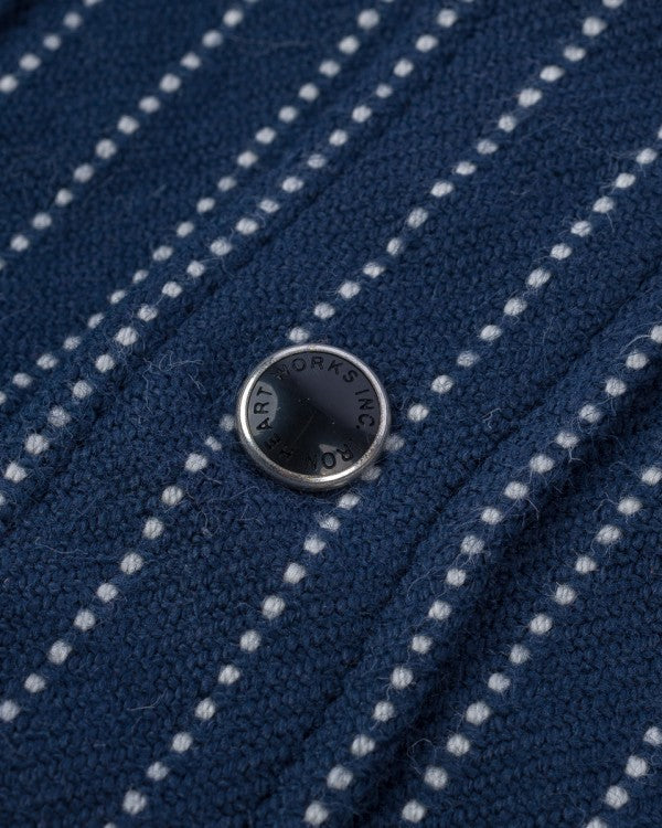 Iron Heart IHSH 401 12oz Ultra Heavy Flannel Chalk Stripe Western Shirt - Navy Blue - Durable Workwear & Casual Style for Men - Perfect for Outdoor Adventures & Everyday Wear