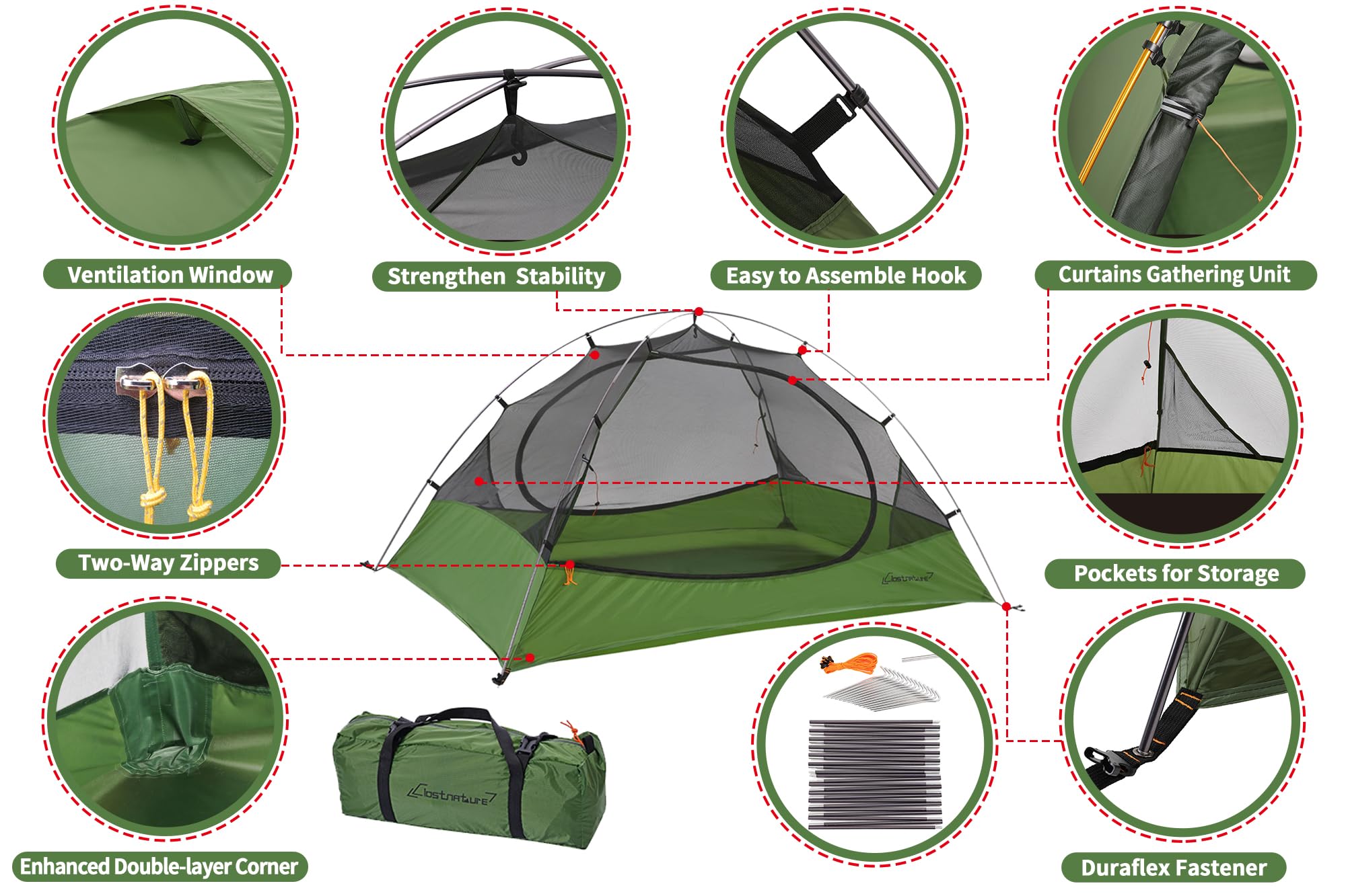 Clostnature Crux Lightweight Backpacking Tent - 1/2/3/4 Person Ultralight Waterproof Camping Tent for Hiking, Mountaineering & Outdoor Adventures | Easy Setup for Family Camping, Solo Travel & Backpacking Trips