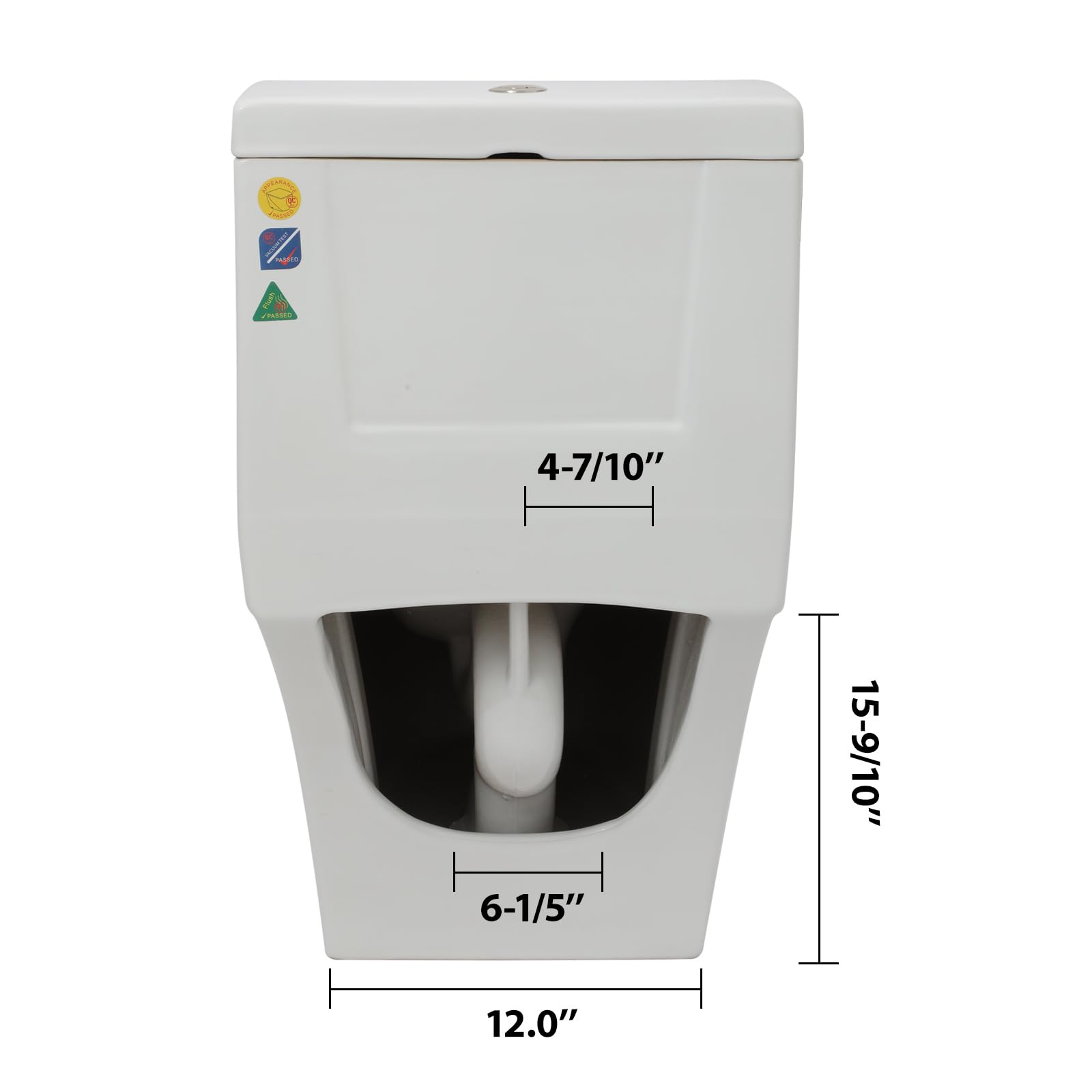 Modern One-Piece White Ceramic Toilet - Comfort Height, Dual Flush (0.93/1.28 GPF), Elongated Round Bowl with Soft Close Seat, 12
