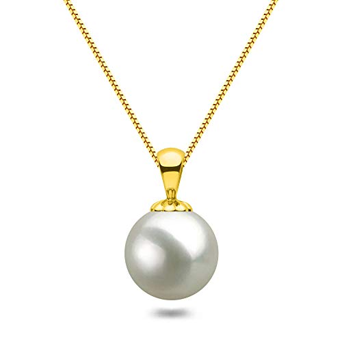 White Japanese AAAA 6-13.5mm Freshwater Cultured Pearl Pendant Necklace 16