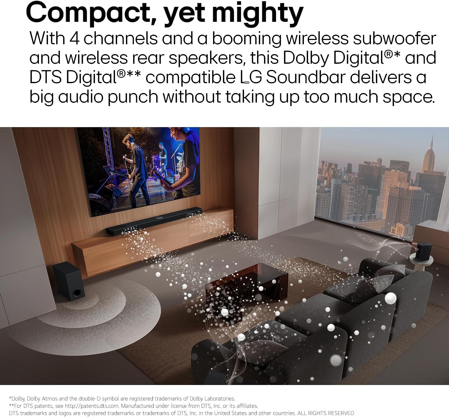 LG S40TR 4.1 Channel Home Theater Soundbar System with Wireless Subwoofer & Rear Speakers - Dolby Audio, AI Sound Pro, WOW Interface (2024 Amazon Exclusive) for Living Room & Home Entertainment