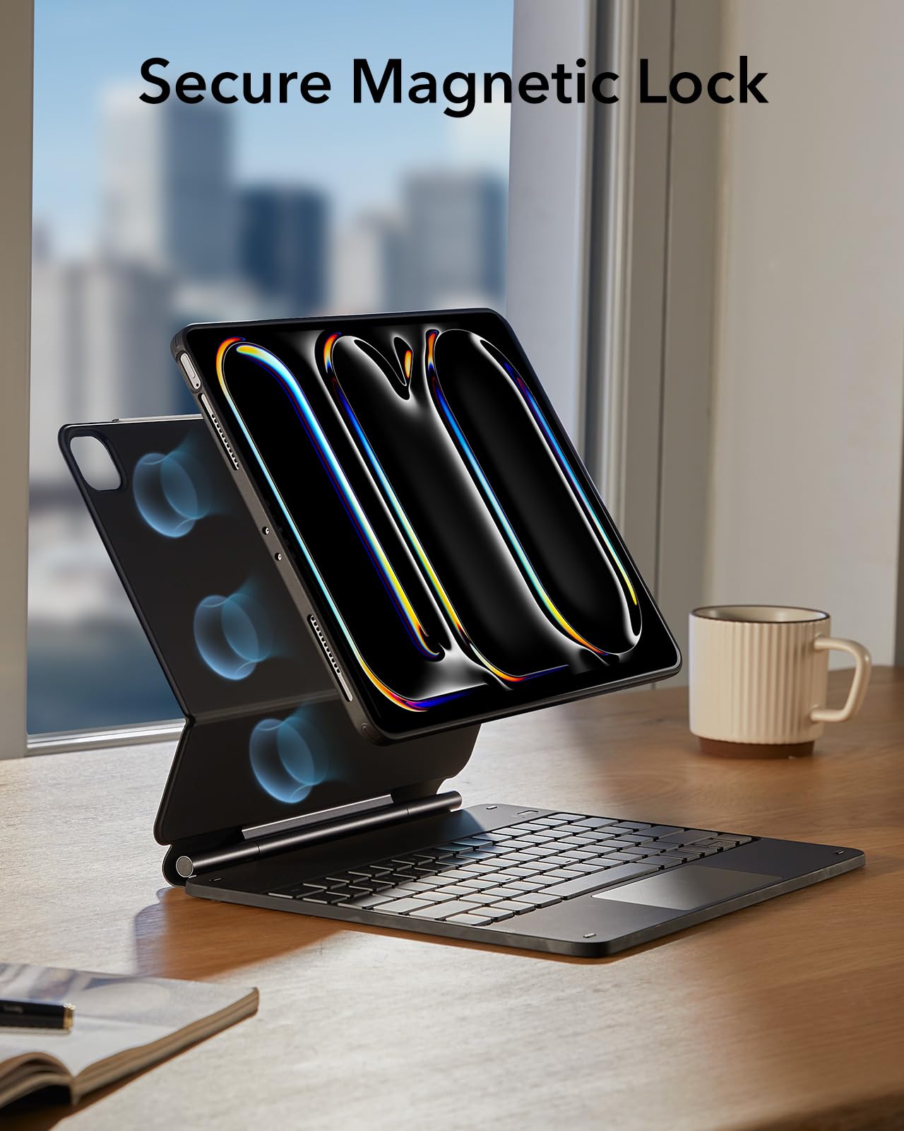 ESR iPad Pro 13 Inch Keyboard Case (2024 M4 Model) - Magnetic Stand with Portrait/Raised Modes, Removable Protective Cover | Rebound 360 Series in Black | Perfect for Work, Study & Travel