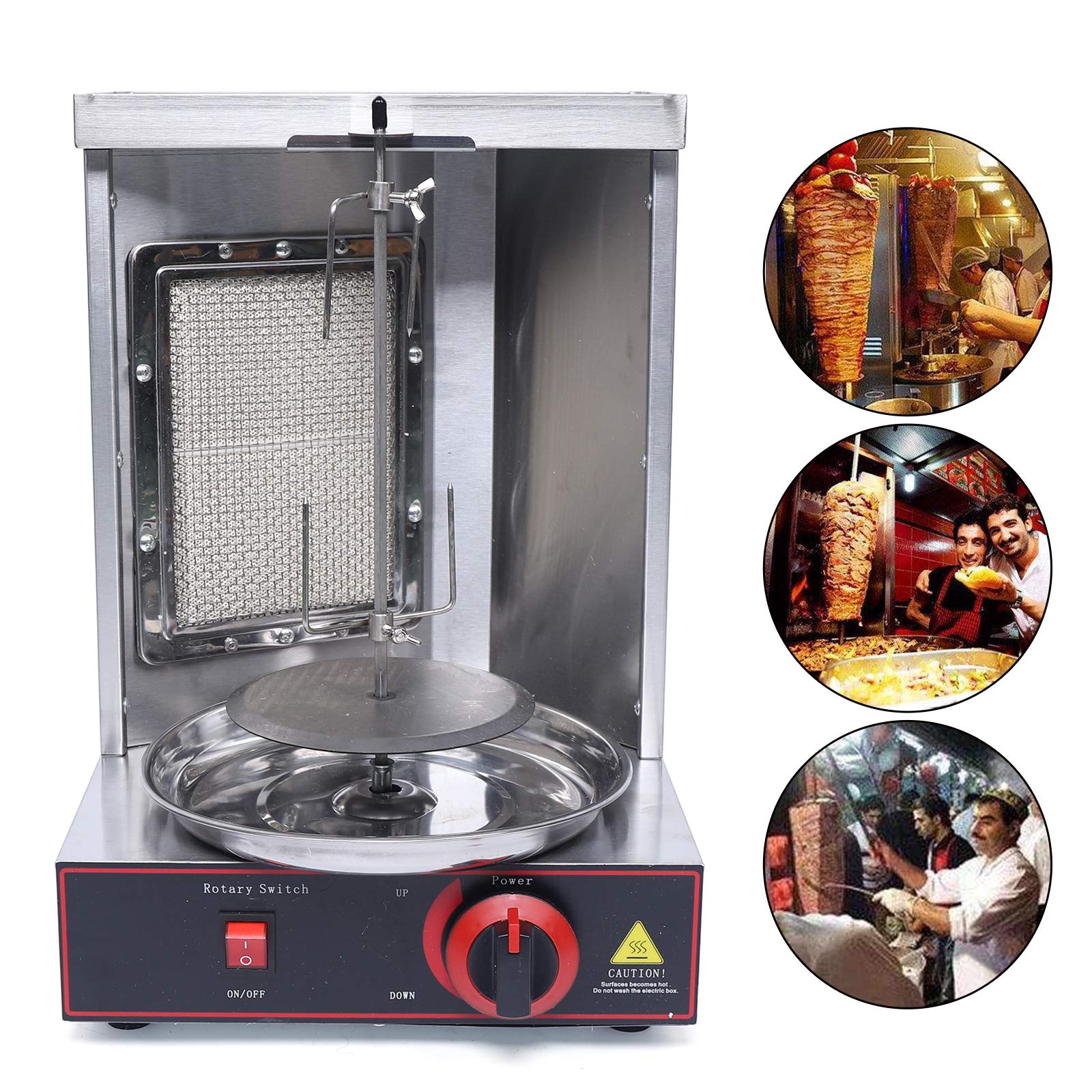 Commercial Stainless Steel Vertical Rotating LPG Gas Doner Kebab Machine - Heavy Duty Shawarma Grill Oven for Smokeless BBQ & Meat Roasting | Perfect for Restaurants, Food Trucks, and Home Kitchens