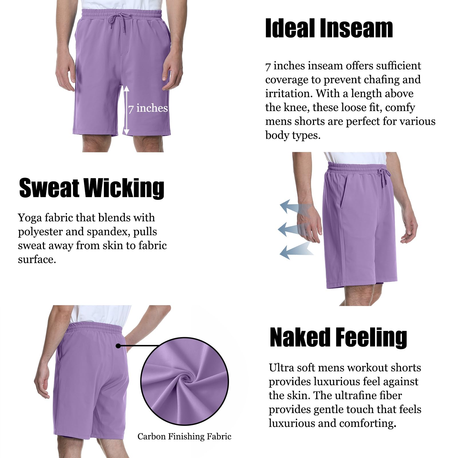 **Men's 7 Inch Athletic Shorts - Stretchy Quick Dry Workout Shorts for Gym, Running, Basketball & Casual Wear | Lightweight & Comfortable for Sports & Everyday Use**
